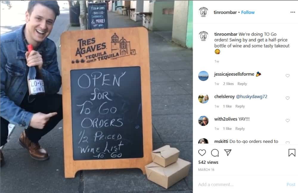 Marketing in Uncertain Times: The Tin Room's Instagram Post about Specials