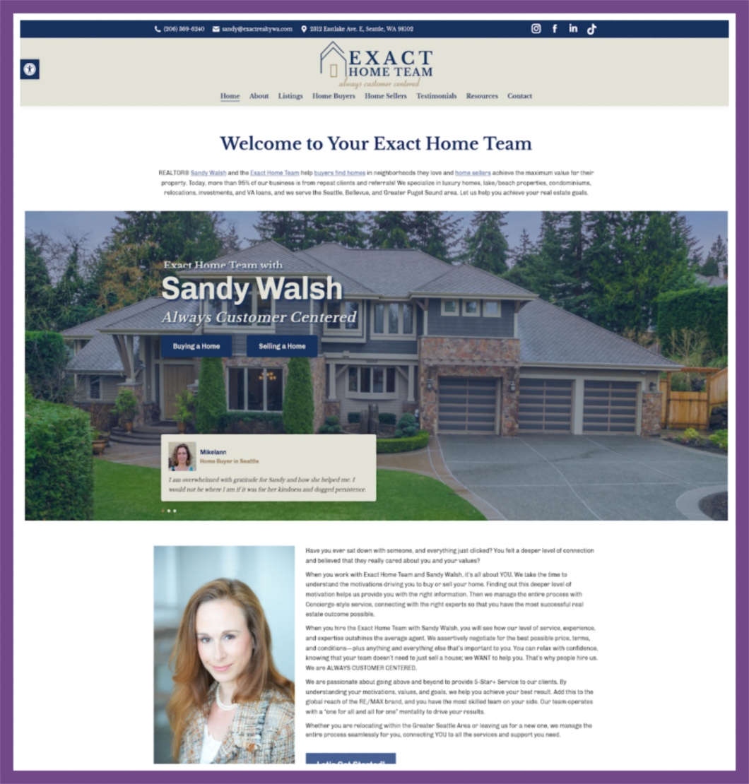 Exact Home Team, a Website Designed by Hummingbird Marketing Services