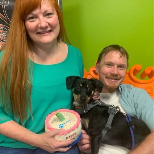Zach and I Adopting Kenny from Motley Zoo Animal Rescue in Redmond, Wash. • Andi Lucas, Hummingbird Marketing Services