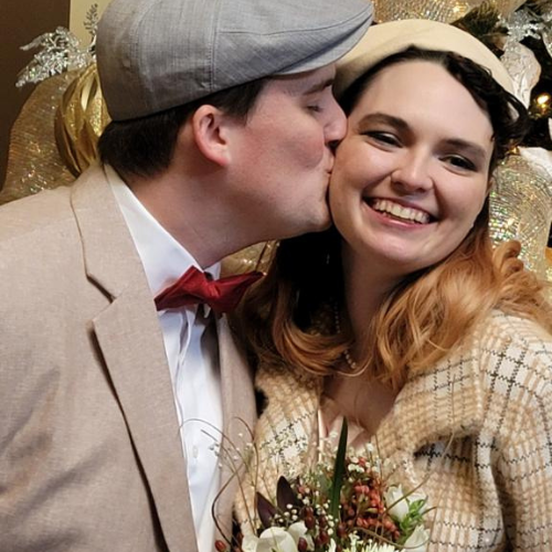 Hubby and I getting all dolled up, Christmas 2021. Springdale Nazarene Church, Springdale, Ohio.