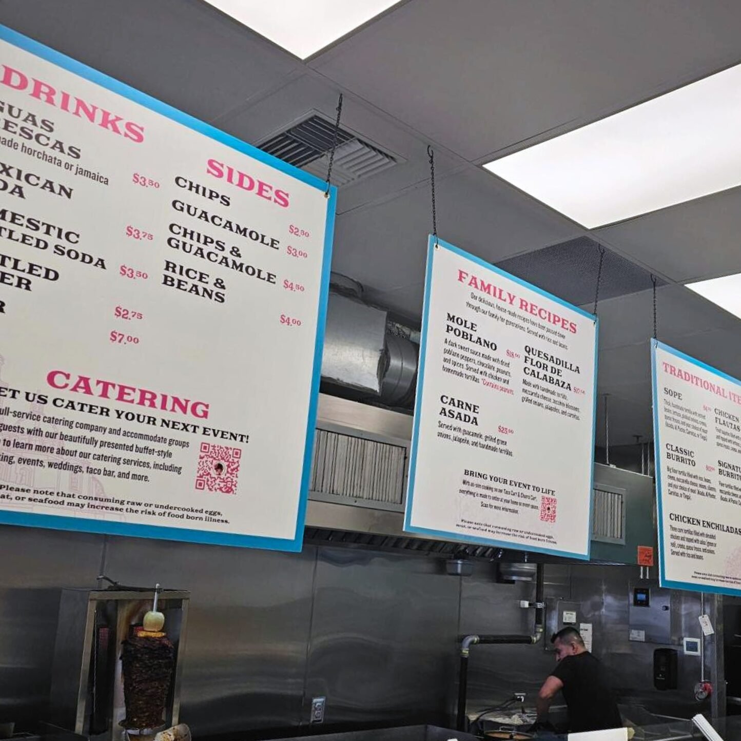 Taqueria Puebla Hanging Menus, designed by Hummingbird Marketing Services