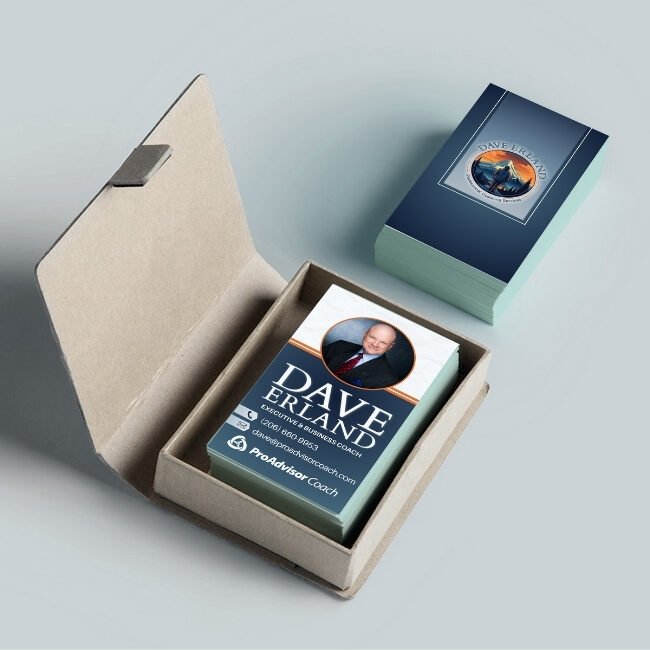 Coach Dave Erland's Business Cards, branding by Hummingbird Marketing Services