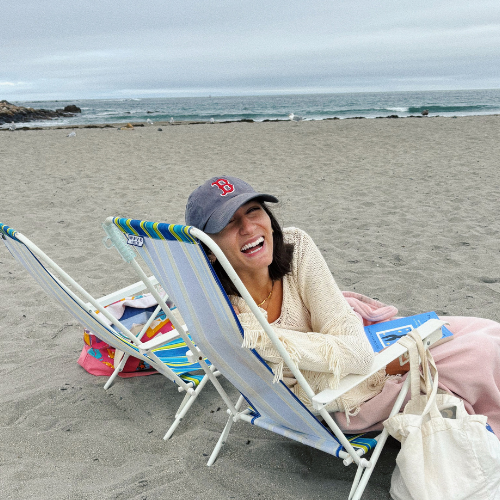 Wave watching and reading at Short Sands Beach in York, Maine • Julia Giordano, Hummingbird Marketing Services