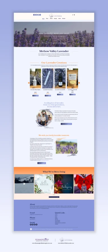 Bird's Eye View of the Methow Valley Lavender Home Page, beautiful website design by Hummingbird Marketing Services in Seattle