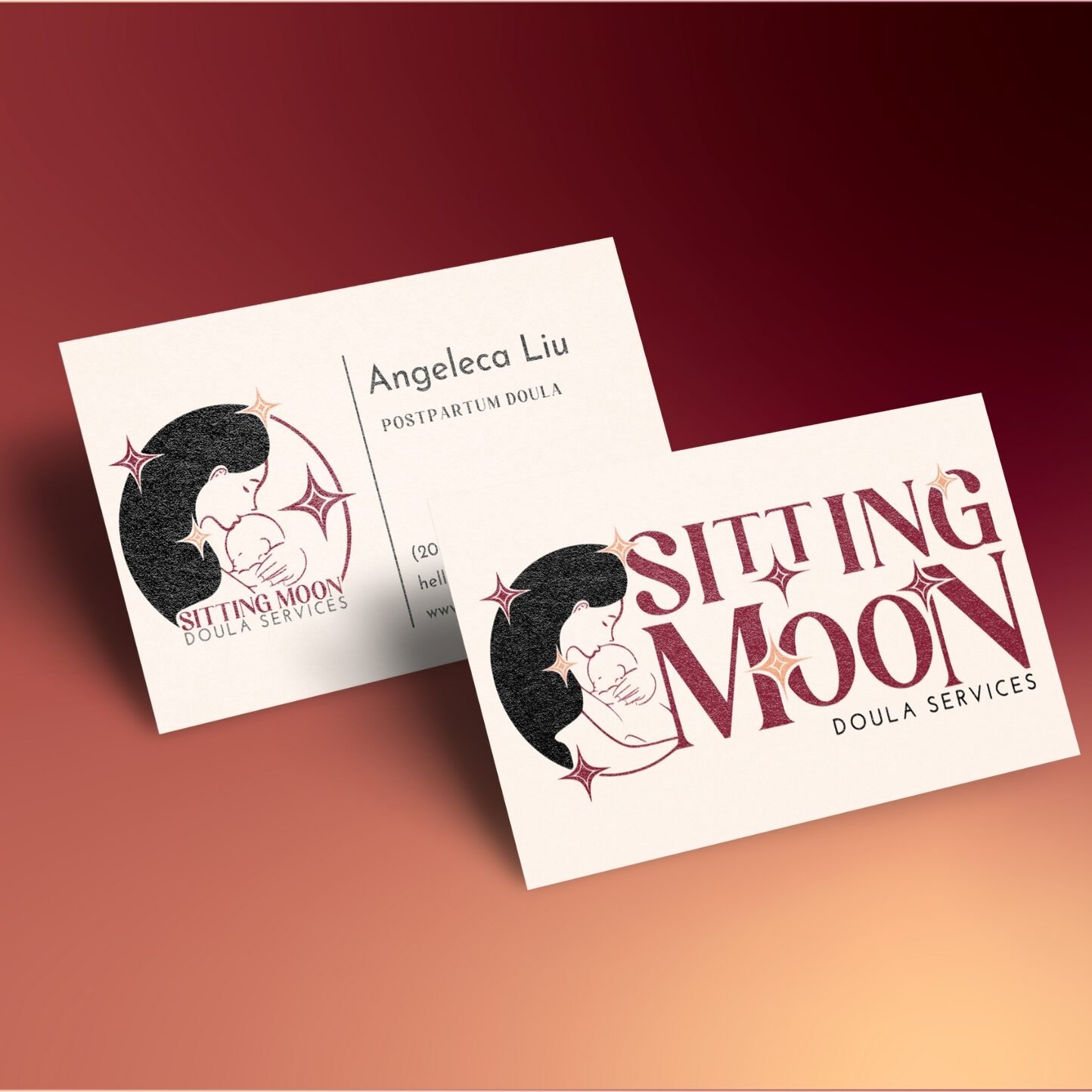 Sitting Moon Doula's Business Cards; branding by Hummingbird Marketing Services