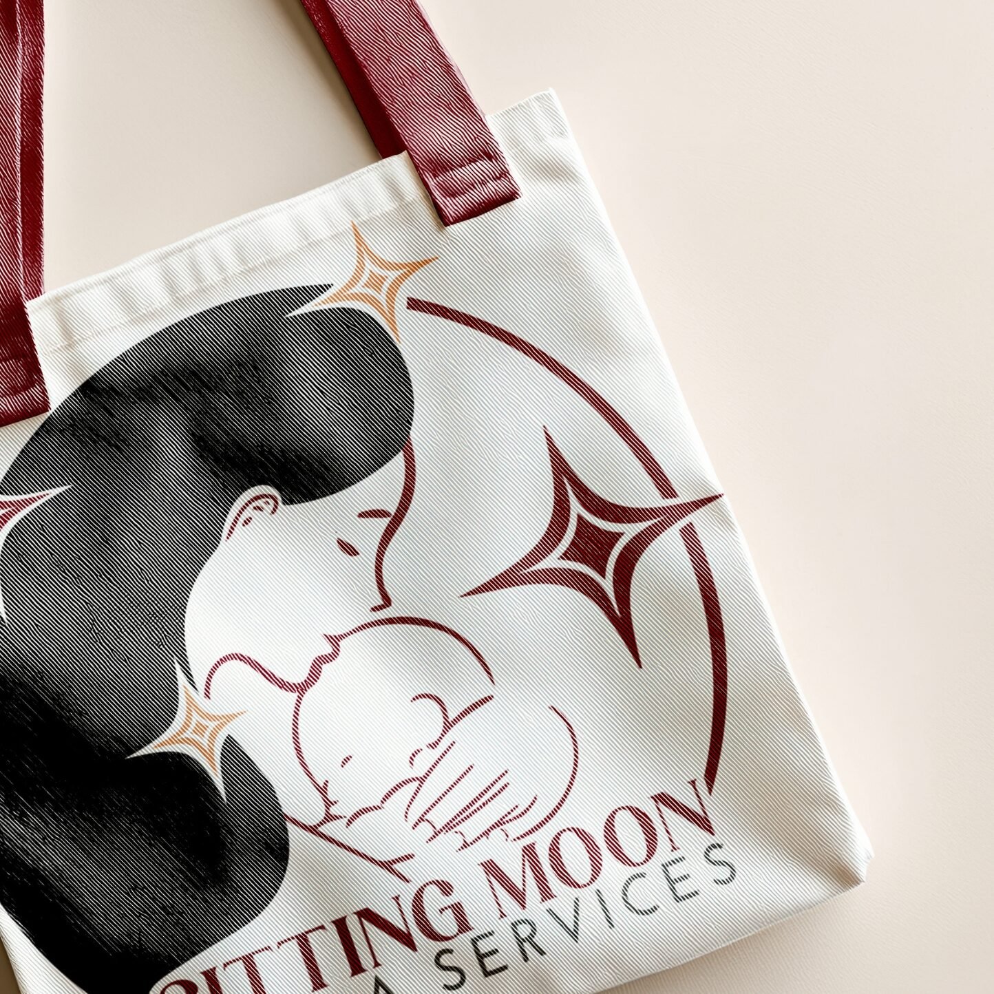 Sitting Moon Doula's Canvas Bag; Branding by Hummingbird Marketing Services