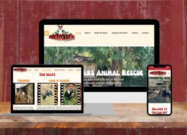 Barn Stars Animal Rescue Website Shown on Desktop, Tablet, and Mobile — Responsive Website Designed by Hummingbird Marketing Services