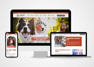 Lynnwood Animal Hospital Website Shown on Desktop, Tablet, and Mobile, designed by Hummingbird Marketing Services in Seattle