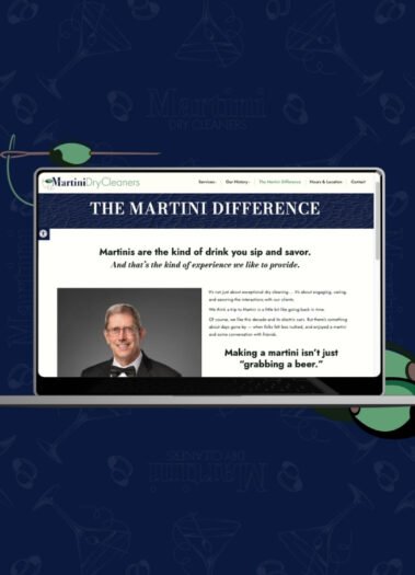 The Martini Difference, a page on the Martini Dry Cleaners website, designed by Hummingbird Marketing Services