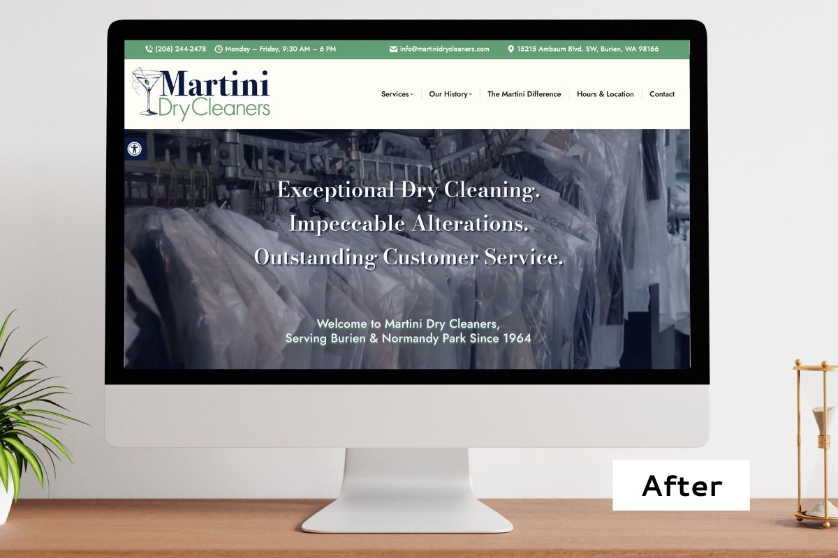 Martini Dry Cleaners New Website by Hummingbird Marketing Services