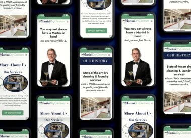 Martini Dry Cleaners Website Shown on Mobile, responsive design by Hummingbird Marketing Services
