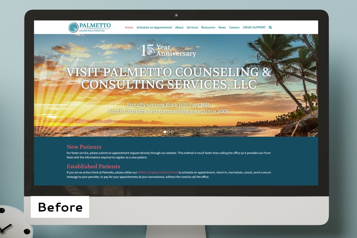 Palmetto Counseling Website: Before Redesign