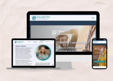 Palmetto Counseling Website Shown on Desktop, Tablet, and Mobile, designed by Hummingbird Marketing Services in Seattle