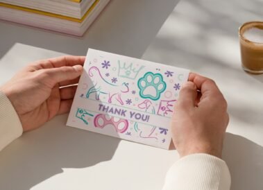 Thank You Cards for Paws and Palaces, designed by Hummingbird Marketing Services in Seattle