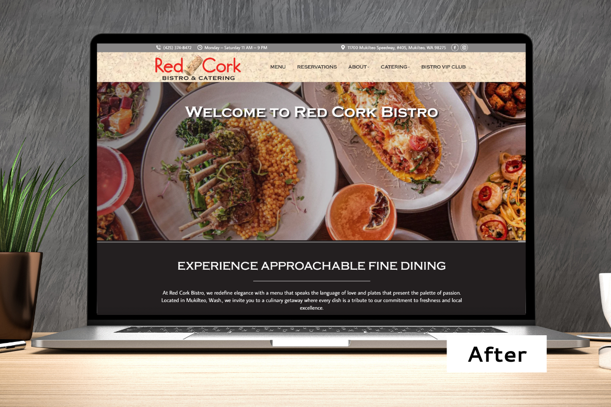 Red Cork Bistro's New Website Design by Hummingbird Marketing Services in Seattle