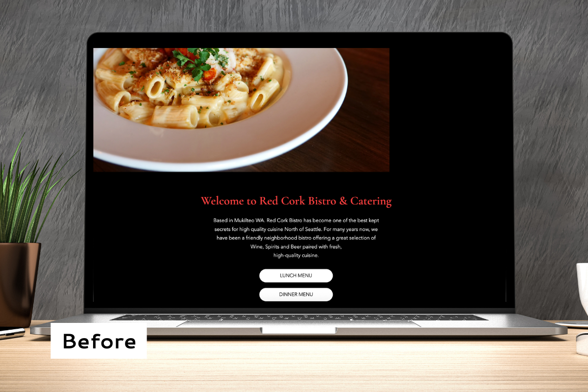 Red Cork Bistro: Before Website Redesign