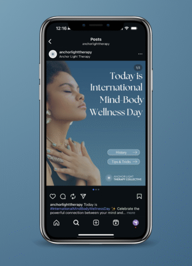 Sample Instagram Post of Anchor Light Therapy — social media management by Hummingbird Marketing Services in Seattle