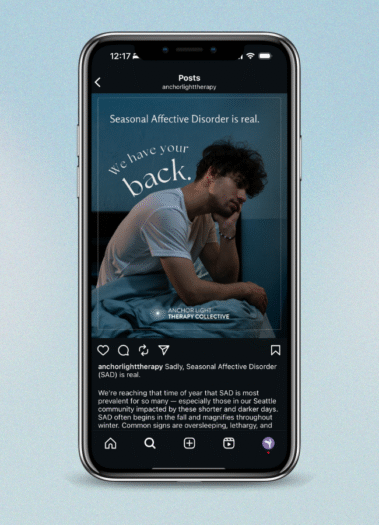 Sample Instagram Post of Anchor Light Therapy — social media management by Hummingbird Marketing Services in Seattle