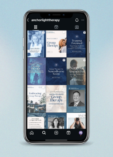 Instagram Feed of Anchor Light Therapy — social media management by Hummingbird Marketing Services in Seattle