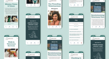 Arrow Animal Urgent Care Vet Website Shown on Mobile, responsive design by Hummingbird Marketing Services in Seattle
