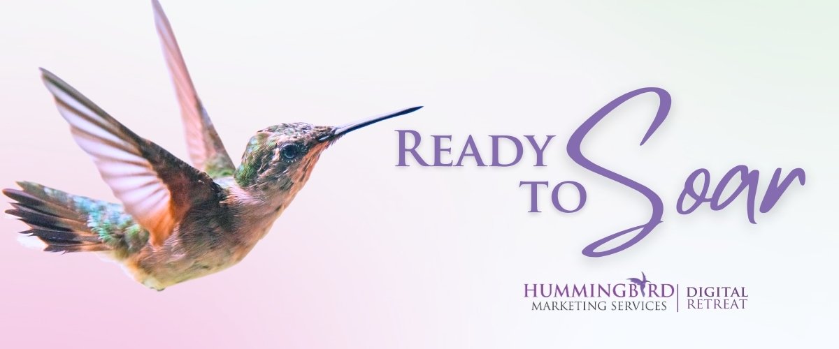 A hummingbird in flight represents our digital retreat theme of “Ready to Soar”