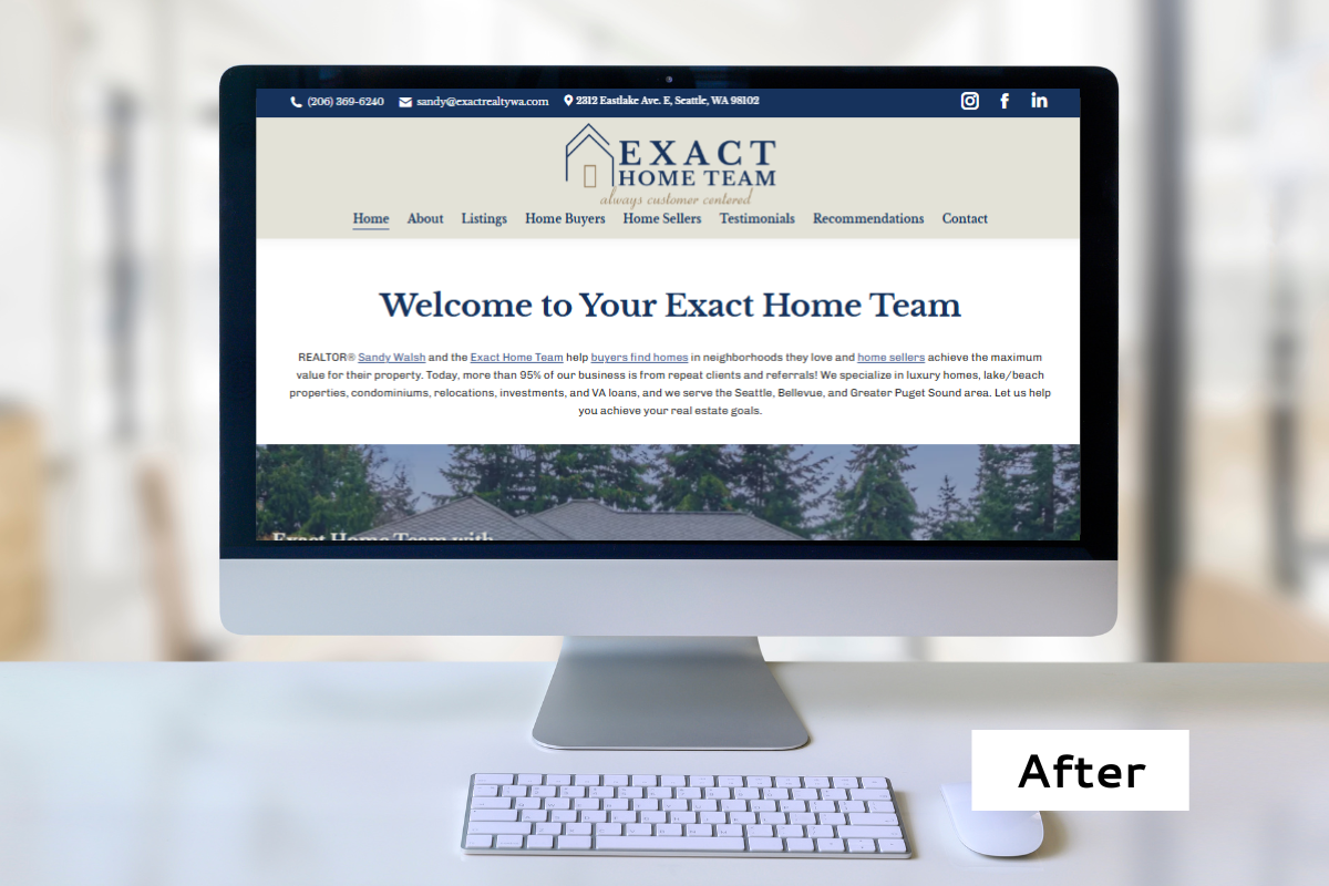 Exact Home Team's New Website Design by Hummingbird Marketing Services in Seattle