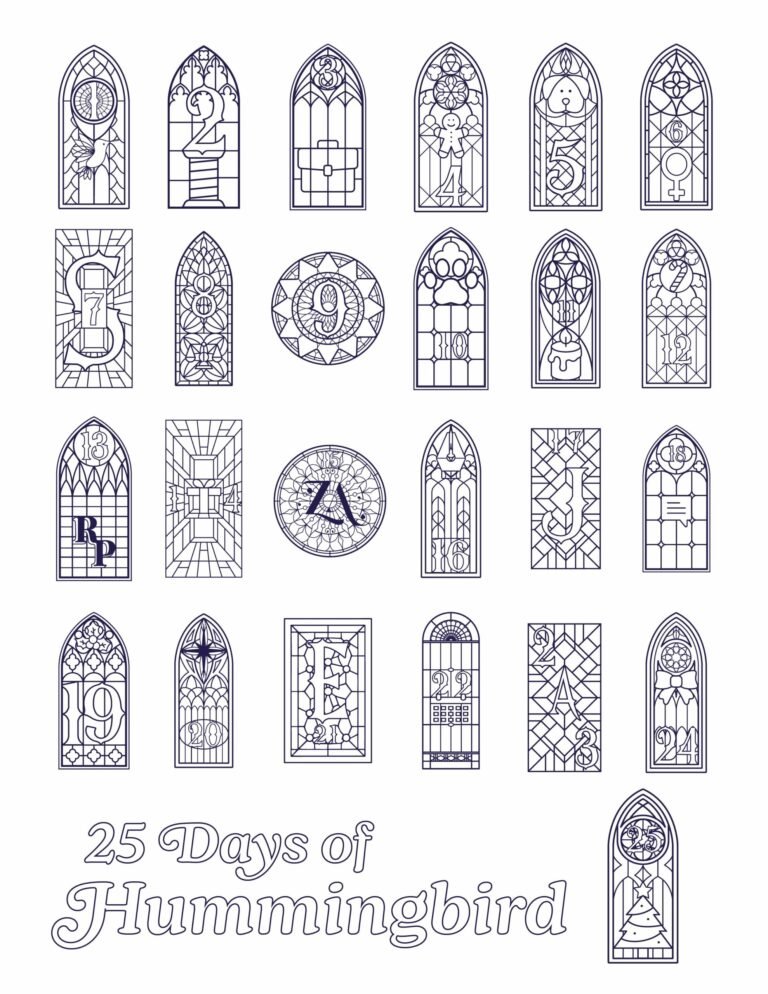 25 Days of Hummingbird Coloring Book, Page 1