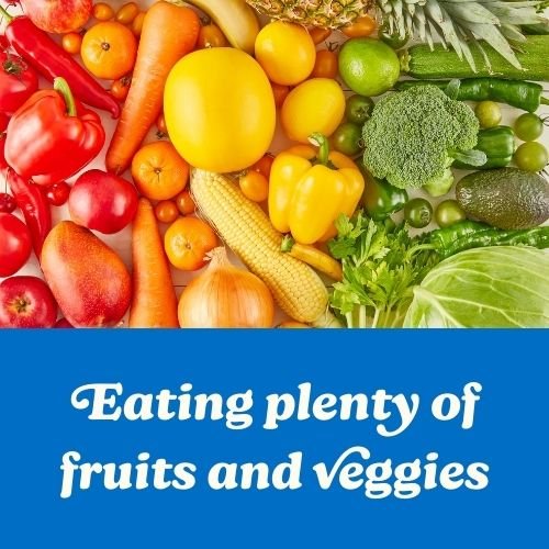 An image of colorful fruits and vegetables to represent eating healthier on a vision board that works.