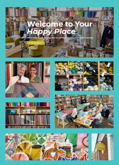 Views of the Sew to Speak Craft Store Website, designed by Hummingbird Marketing Services in Seattle