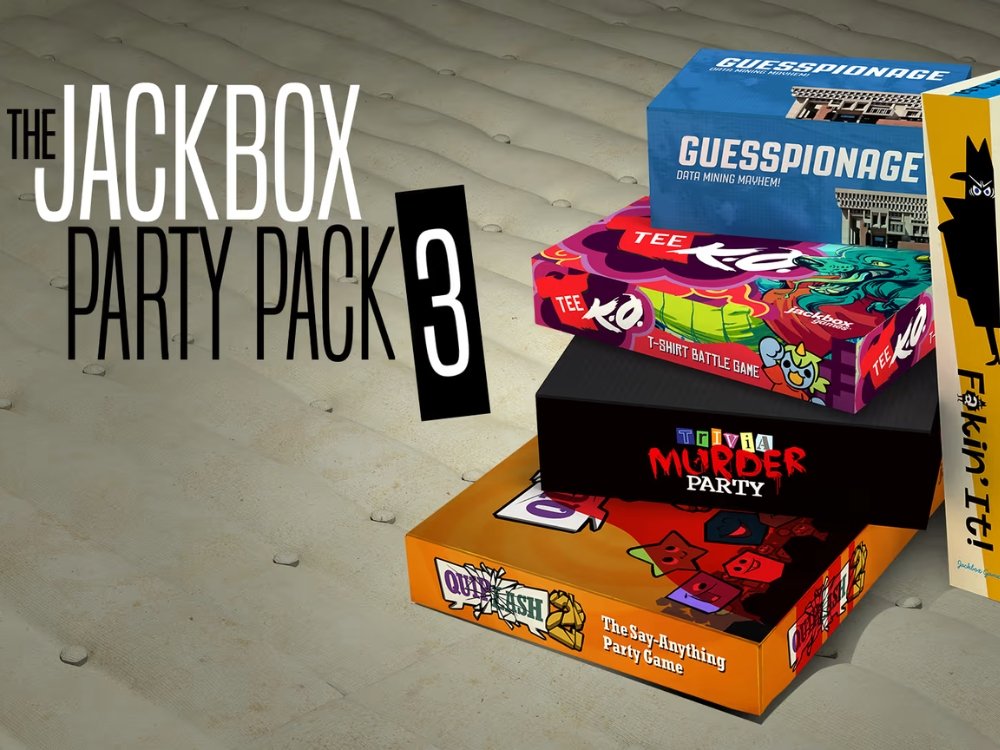 Five boxes that each feature a different Jackbox game