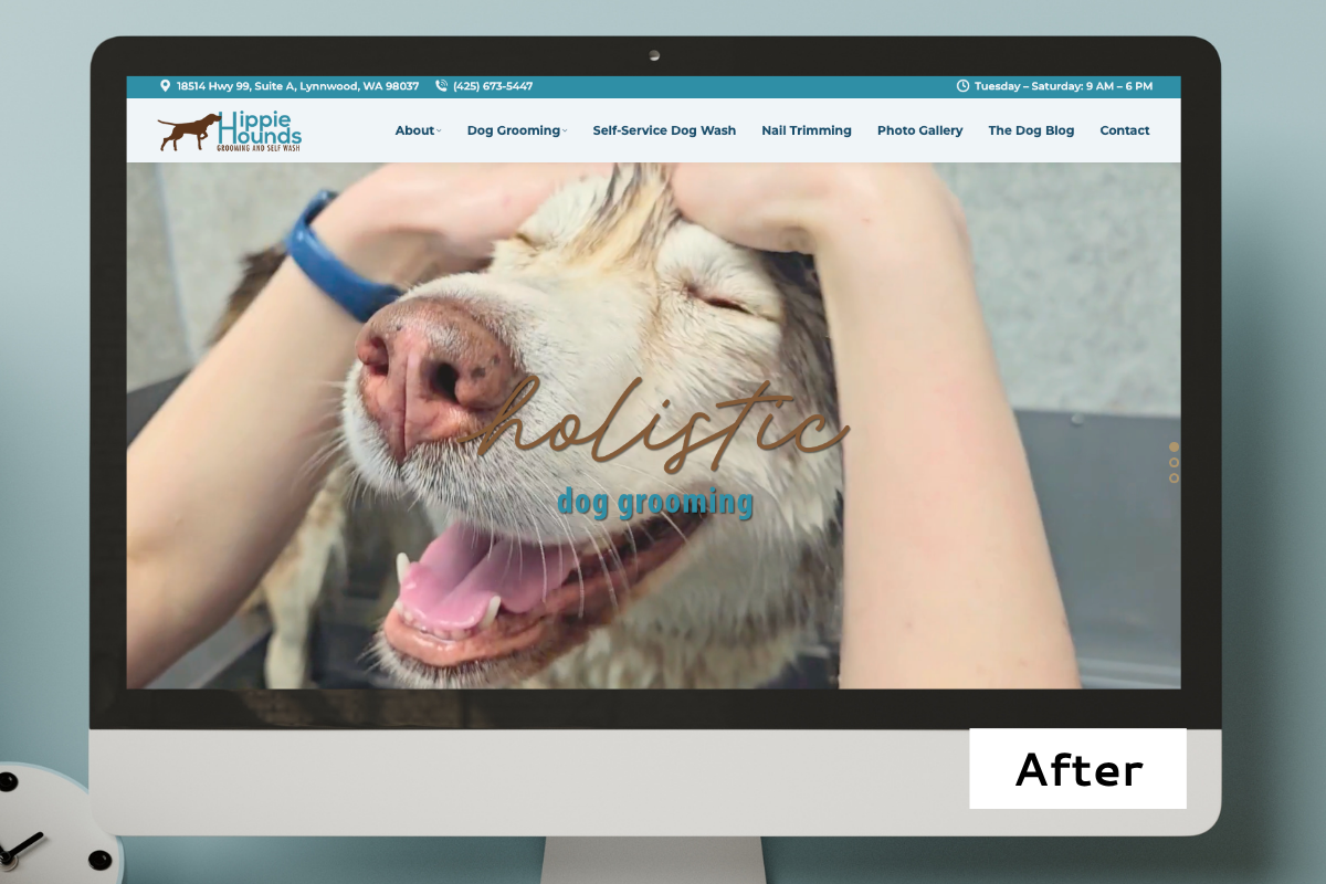 Hippie Hounds Dog Grooming's New Website Design by Hummingbird Marketing Services in Seattle