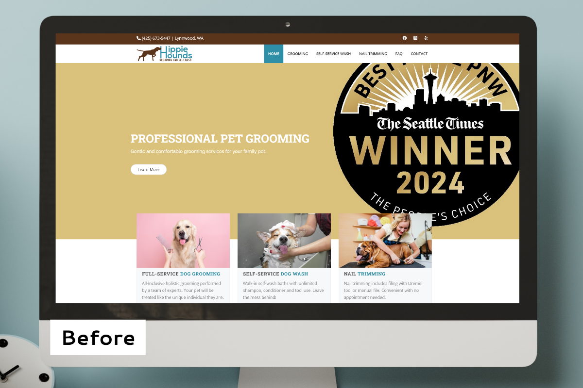 Hippie Hounds Dog Grooming: Before Website Redesign