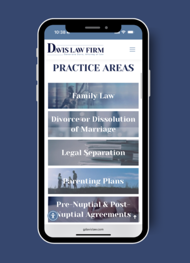 Views of the Davis Law Firm Website designed by Hummingbird Marketing Services in Seattle