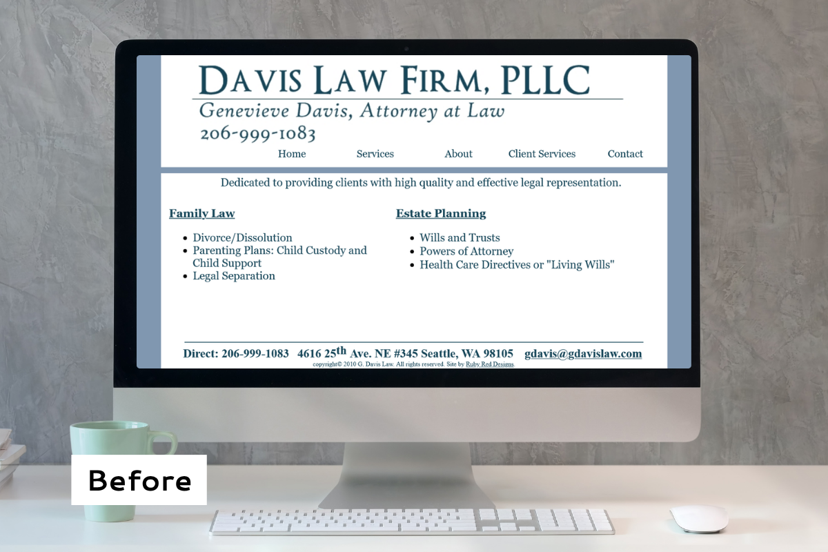 Davis Law Firm: Before Website Redesign