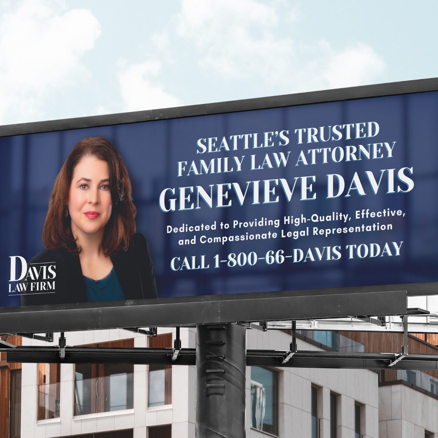 Mock-up of a billboard for Davis Law Firm | New Brand and Logo Design by Hummingbird Marketing Services