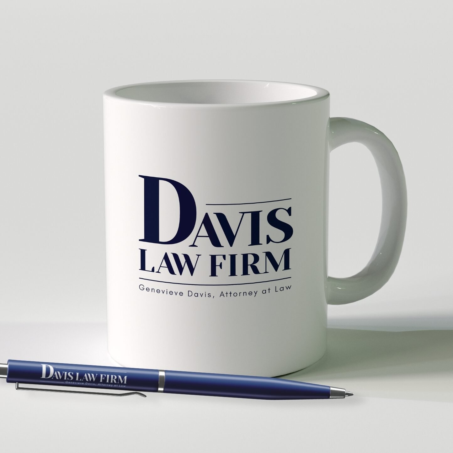Davis Law Firm Mug and Pen | New Brand and Logo Design by Hummingbird Marketing Services