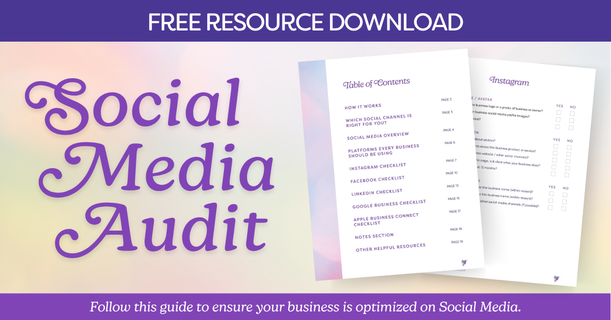 UPDATED-Social-Media-Audit-Download-FI Download our Social Media Audit with a glossary of platforms and a checklist to follow for Instagram, Facebook, and other critical channels | By Hummingbird Marketing Services